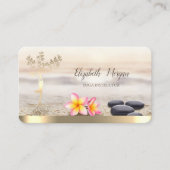 金ゴールドツリー女性シルエット，禅石，花 名刺 (正面)