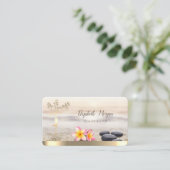 金ゴールドツリー女性シルエット，禅石，花 名刺 (スタンド正面)