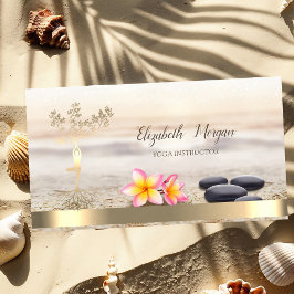 金ゴールドツリー女性シルエット，禅石，花 名刺