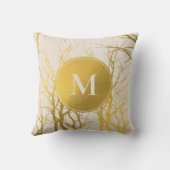 金ゴールドツリー枝パターンベージュモノグラム クッション (裏面)