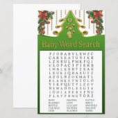 金ゴールドツリー赤ちゃんシャワー単語検索ゲーム (正面/裏面)