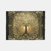 金ゴールドツリー·オブ·ライフ·アンシェン素朴ト フリースブランケット (正面(横))