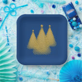 金ゴールドツリー ペーパープレート (パーティー)