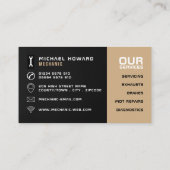 金ゴールドツール、自動整備士と修復 名刺 (裏面)