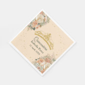 金ゴールドティアラアンドピーチファズフローラキンセアニェラ スタンダードランチョンナプキン (角)