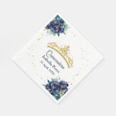 金ゴールドティアラグリッターとフローラキンセアニェラ スタンダードランチョンナプキン (角)