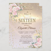 金ゴールドティアラスイートダイアモンズフラワーズ16パーティー 招待状 (正面/裏面)