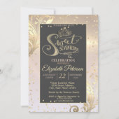 金ゴールドティアラスイートダイアモンド17誕生日 招待状 (正面)