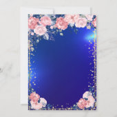 金ゴールドティアラダイアモンズフラワーズブルー65誕生日 招待状 (裏面)