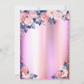 金ゴールドティアラダイヤモンドバラブルーピンクスウィート16 招待状 (裏面)