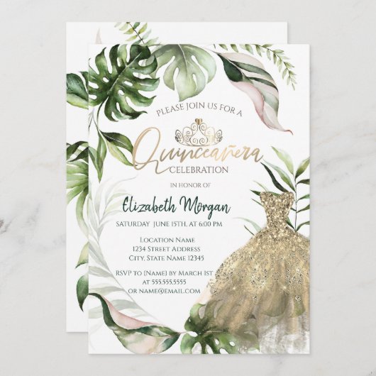 金ゴールドティアラドレストロピカルホテル離れキンセーニェラ 招待状 (正面/裏面)