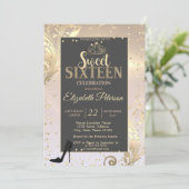 金ゴールドティアラハイヒールスイートダイヤモンド16パーティー 招待状 (スタンド正面)