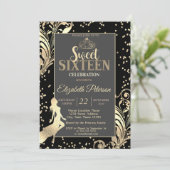 金ゴールドティアラハイヒールダイヤモンドガールスウィート16パーティー 招待状 (スタンド正面)