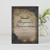 金ゴールドティアラバタフライブラックバラキンセアニラ 招待状 (スタンド正面)