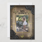 金ゴールドティアラバタフライブラックバラキンセアニラ 招待状 (裏面)