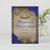 金ゴールドティアラバタフライブルーバラクインセアニラ 招待状 (スタンド正面)