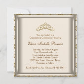 金ゴールドティアラパーティードレス金ゴールドキンセアニェラ 招待状 (裏面)