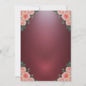 金ゴールドティアラブルガンディフラワーズキンセアニラバラ 招待状 (裏面)