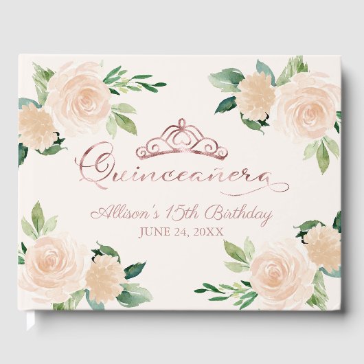 金ゴールドティアラ赤面ピンクフローラキンセアニェラゲストブー ゲストブック (正面)