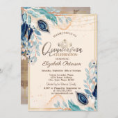 金ゴールドティアラ、ストリングライトウッドフラワーカーニーチェニェラ 招待状 (正面/裏面)