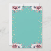 金ゴールドティアラ、ダイアモンズフラワーズミントグリーンキンセアニラ 招待状 (裏面)