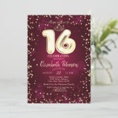 金ゴールドティアラ、ダイアモンズブルガンディースウィート16パーティー 招待状 (スタンド正面)