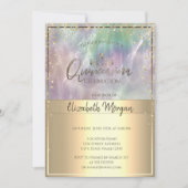 金ゴールドティアラ、ダイアモンズホログラフィックパールキンセアニラ 招待状 (正面)