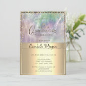 金ゴールドティアラ、ダイアモンズホログラフィックパールキンセアニラ 招待状 (スタンド正面)