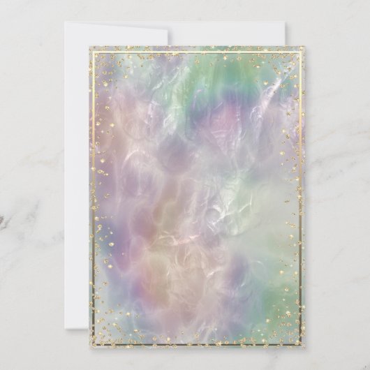 金ゴールドティアラ、ダイアモンズホログラフィックパールキンセアニラ 招待状 (裏面)