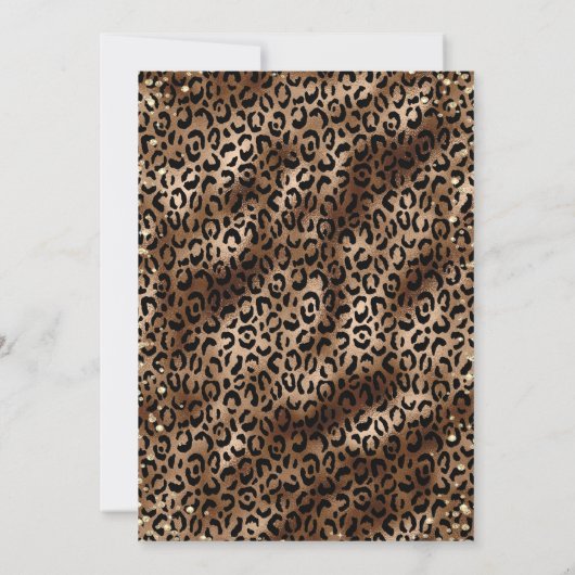 金ゴールドティアラ、ドレスレオパード印刷キンセアニラ 招待状 (裏面)