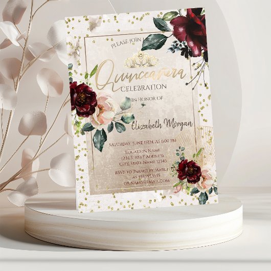 金ゴールドティアラ，ブルゴーニュの花キンセアニラ 招待状