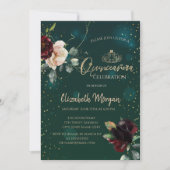 金ゴールドティアラ、ブルゴーニュの花グリーンキンセアニラ 招待状 (正面)