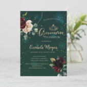 金ゴールドティアラ、ブルゴーニュの花グリーンキンセアニラ 招待状 (スタンド正面)