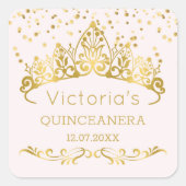 金ゴールドティアラ、水玉模様紙吹雪キンセアニェラ スクエアシール (正面)