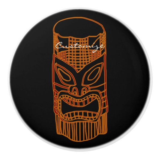 金ゴールドティキ彫刻サンダーコーブ セラミックノブ (正面)