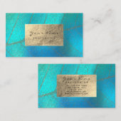 金ゴールドティファニーアクアセピアフォイルボタニカルデリケート 名刺 (正面/裏面)