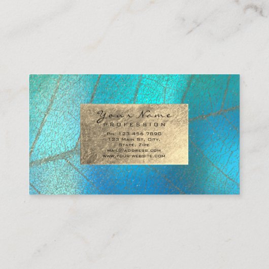 金ゴールドティファニーアクアセピアフォイルボタニカルデリケート 名刺 (裏面)