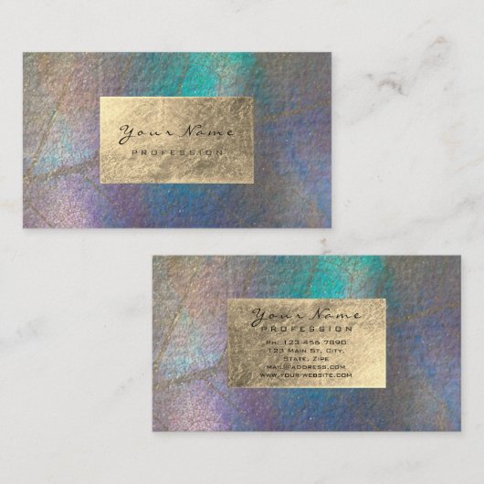 金ゴールドティファニー海トロピックフォイル植物性繊細 名刺 (正面/裏面)