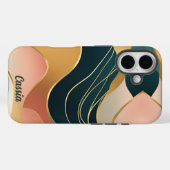 金ゴールドティール(緑がかった色)およびバラオーガニック形状 Case-Mate iPhoneケース (裏面 (横))