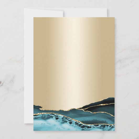 金ゴールドティール（緑がかった色）アガテ80誕生日 招待状 (裏面)