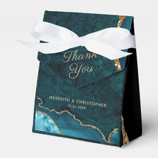 金ゴールドティール(緑がかった色)アクアアゲ結婚ート フェイバーボックス (正面サイド)