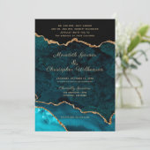 金ゴールドティール（緑がかった色）アゲ結婚ート 招待状 (スタンド正面)