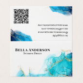 金ゴールドティール(緑がかった色)インクミニマルカスタムリストQRコード折り畳み 名刺 (外部フラット)