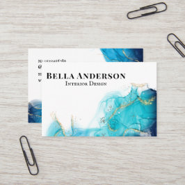 金ゴールドティール（緑がかった色）インクミニマルカスタムリストQRコード 名刺