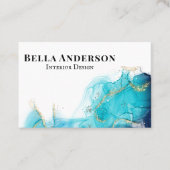 金ゴールドティール(緑がかった色)インクミニマルカスタムリストQRコード 名刺 (正面)