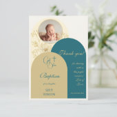 金ゴールドティール(緑がかった色)《キリスト教》洗礼式や命名式バプテスマ サンキューカード (スタンド正面)