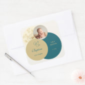 金ゴールドティール（緑がかった色）《キリスト教》洗礼式や命名式バプテスマ スクエアシール (封筒)