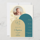 金ゴールドティール(緑がかった色)《キリスト教》洗礼式や命名式バプテスマ 招待状 (正面)