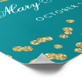 金ゴールドティール（緑がかった色）グリッター紙吹雪30th誕生日 ポスター (角)