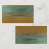 金ゴールドティール(緑がかった色)グリーンストライプ名刺 名刺 (正面/裏面)